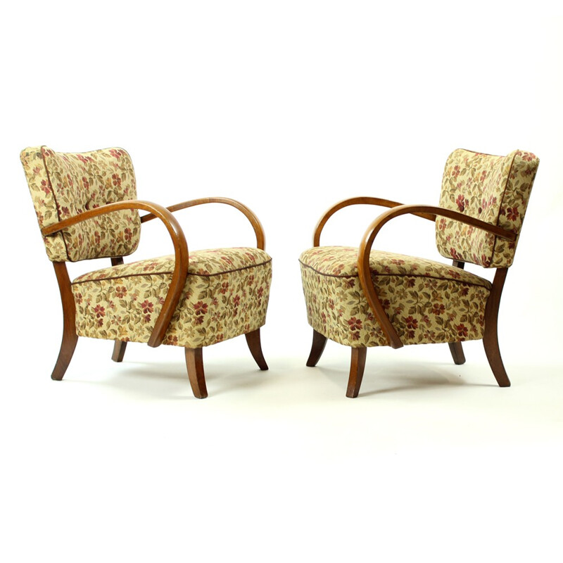 Pair of H237 Armchairs by Jindrich Halabala - 1930s