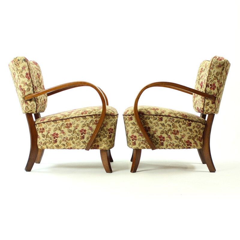 Pair of H237 Armchairs by Jindrich Halabala - 1930s