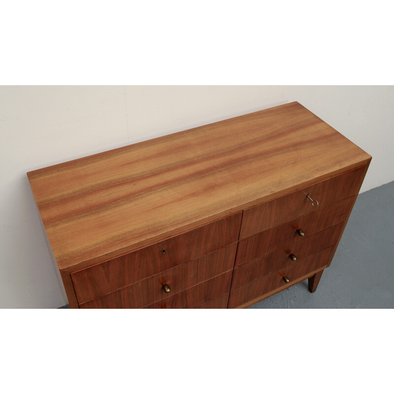 Commode vintage avec tiroirs en noyer - 1950