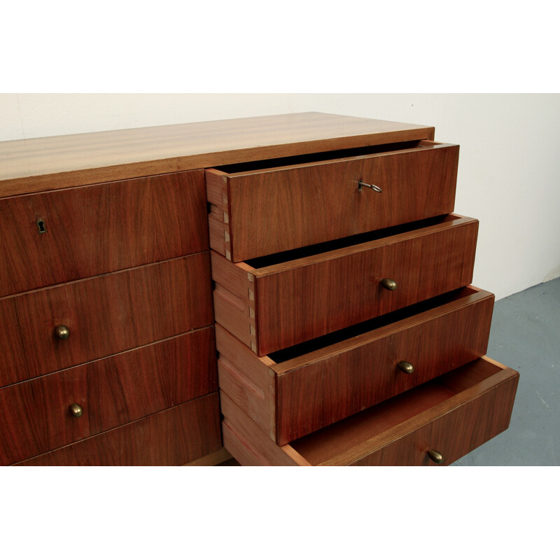 Vintage chest of drawers with drawers in walnut - 1950s