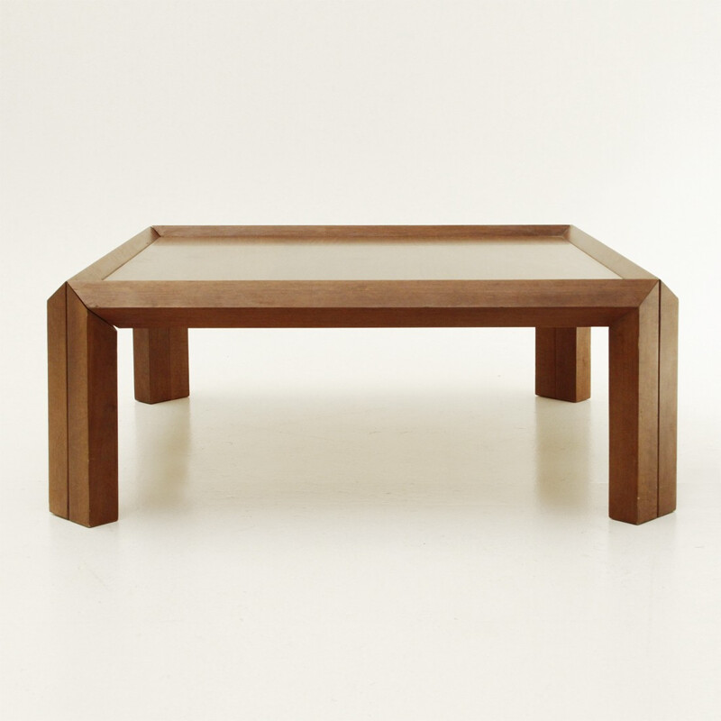 Table basse carrée en bois, Italie - 1980