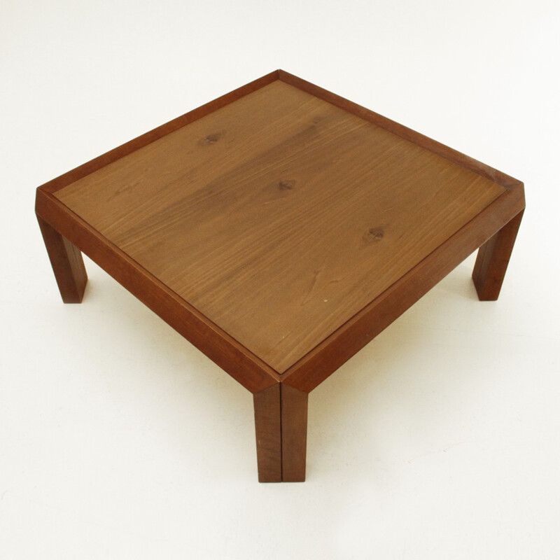 Table basse carrée en bois, Italie - 1980