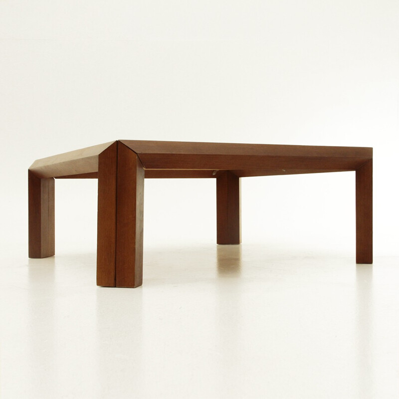 Italian square wooden coffee table - 1980s