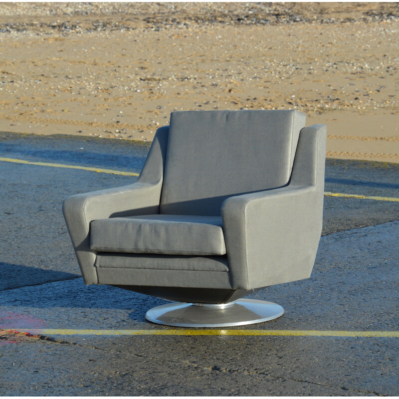 Paire de fauteuils gris et pouf "Plein confort" Airborne - 1960