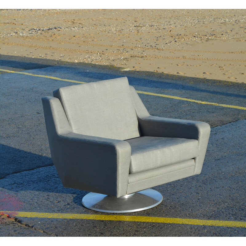 Pair of grey easy chairs and stool "Full confort" Airborne - 1960s