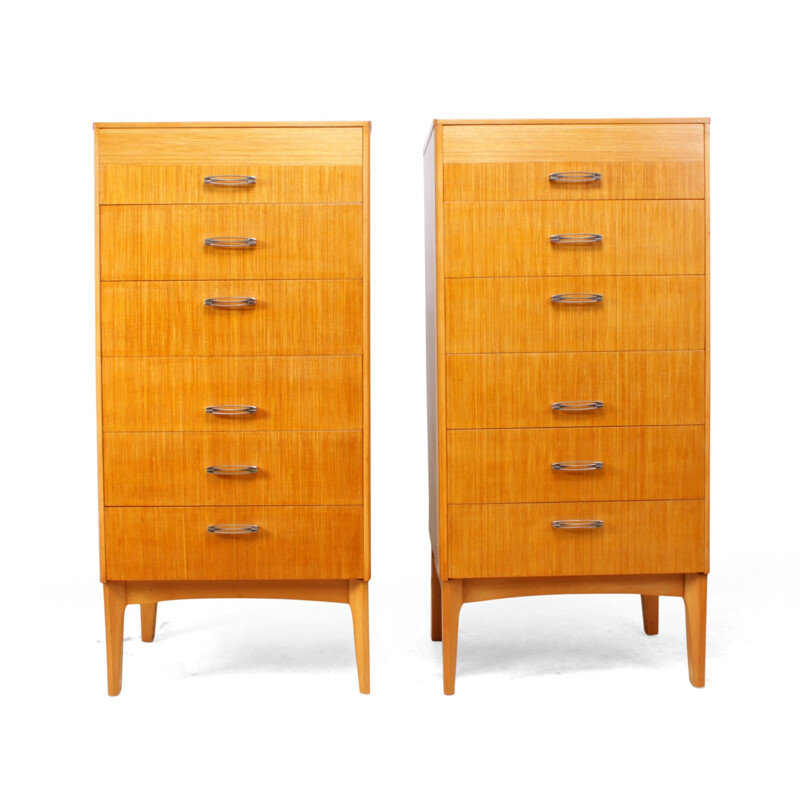 Pair of mid century Tall chest of drawers - 1960s