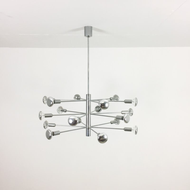 Verchromte modernistische Vintage Sputnik Pendelleuchte für Cosack Lights, Deutschland 1960