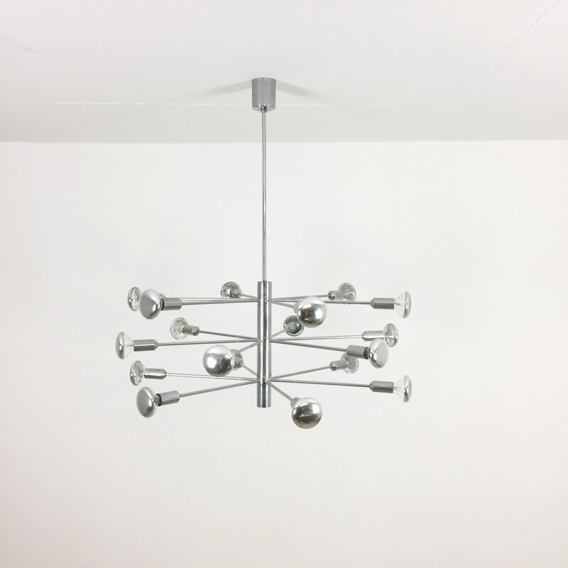 Vintage modernistische chromen sputnik ophanging voor Cosack Lights, Duitsland 1960