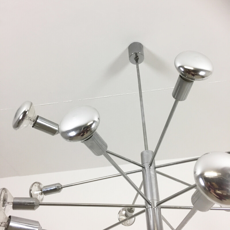 Vintage modernist chrome sputnik suspension for Cosack Lights, Germany 1960