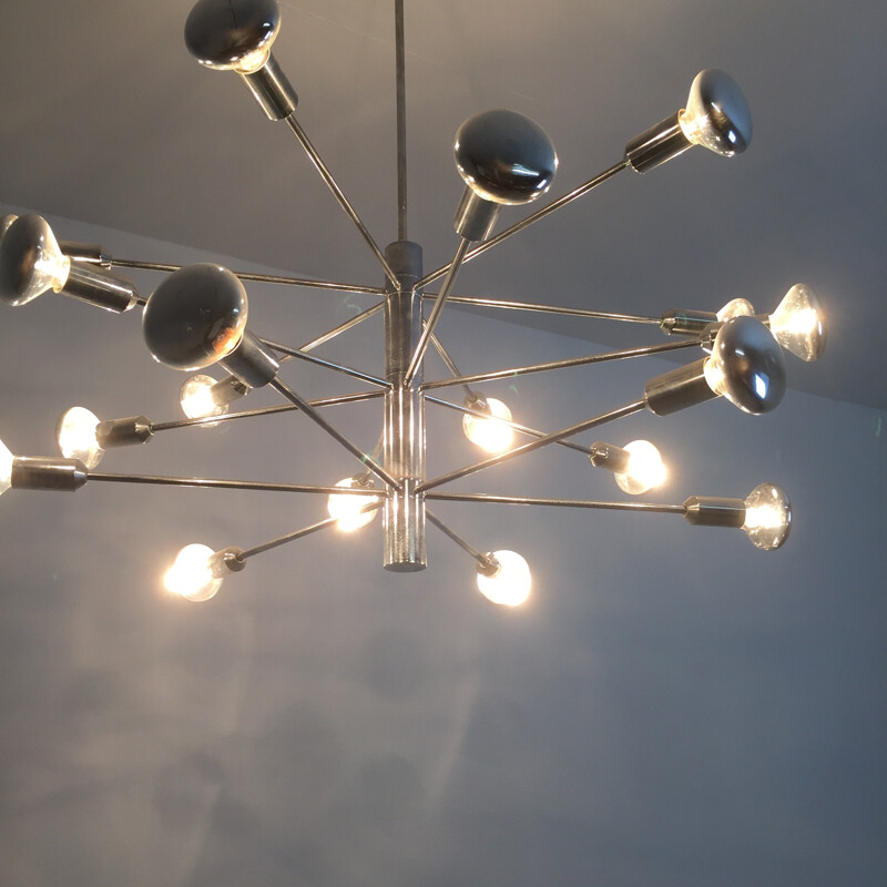 Vintage modernist chrome sputnik suspension for Cosack Lights, Germany 1960