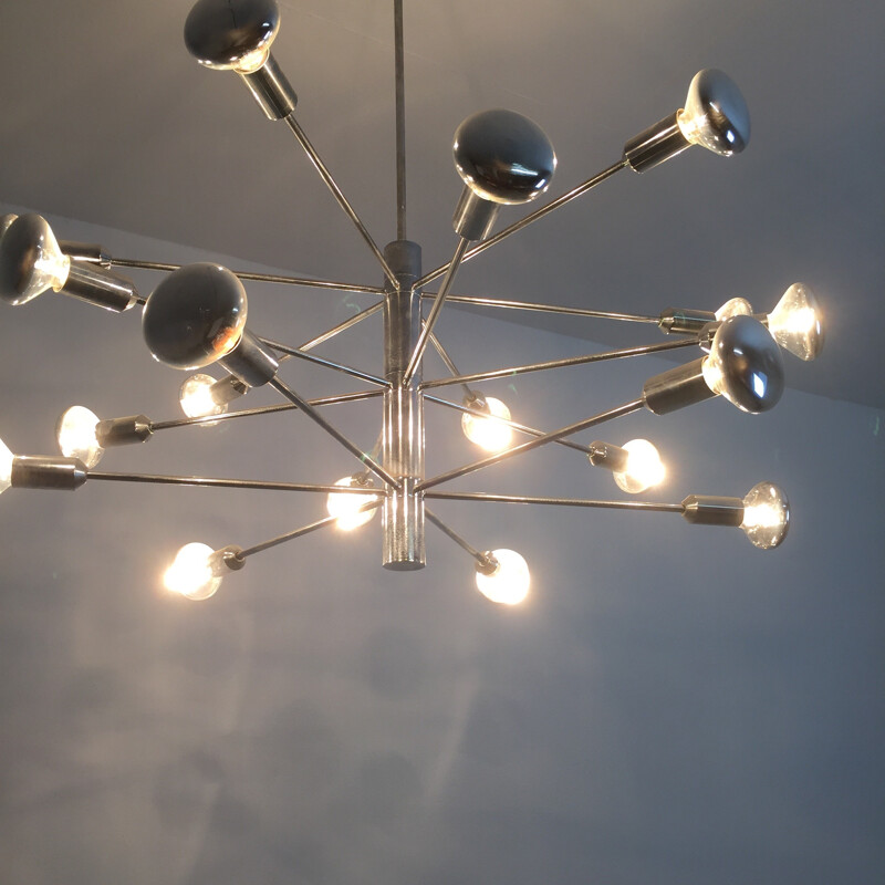 Vintage modernistische chromen sputnik ophanging voor Cosack Lights, Duitsland 1960