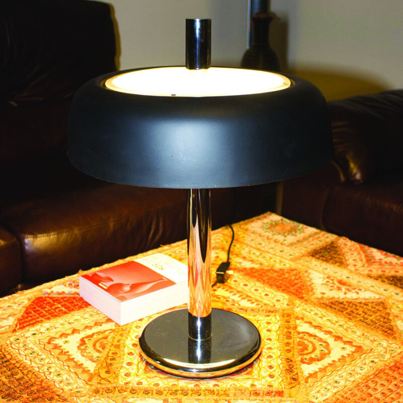 Lampe de table de Champignon noir vintage par Egon Hillebrand pour Hillebrand Lighting - 1960