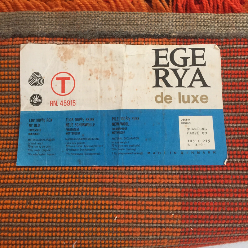 Tapis Rya à Motif Carré Original par Ege Taepper, Danemark, 1960s en vente  sur Pamono