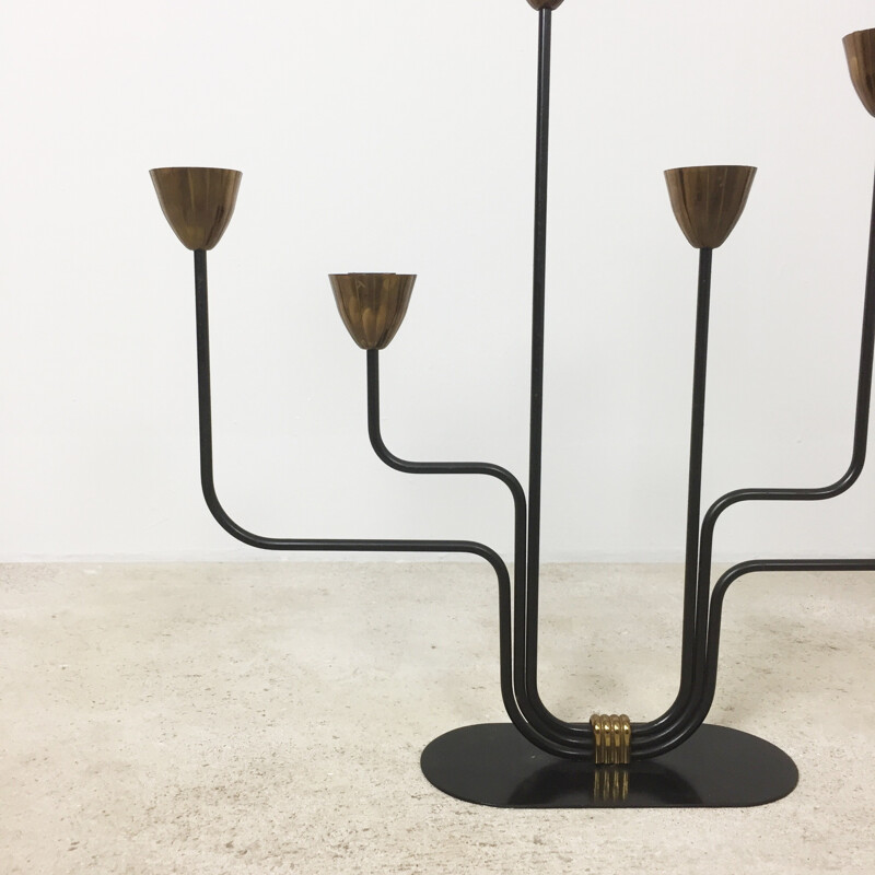 Original Swedish Modernist Metal Candleholder by Ystad Metal - 1960s