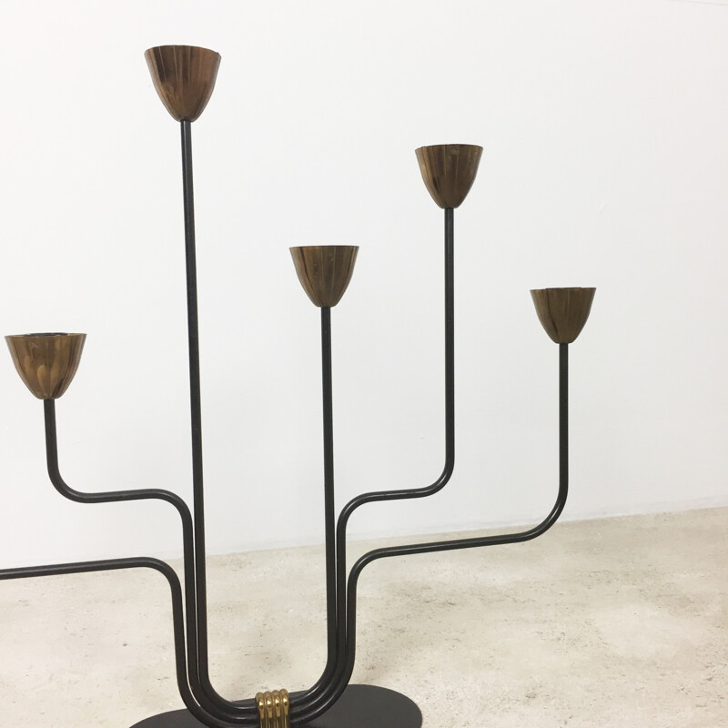 Original Swedish Modernist Metal Candleholder by Ystad Metal - 1960s