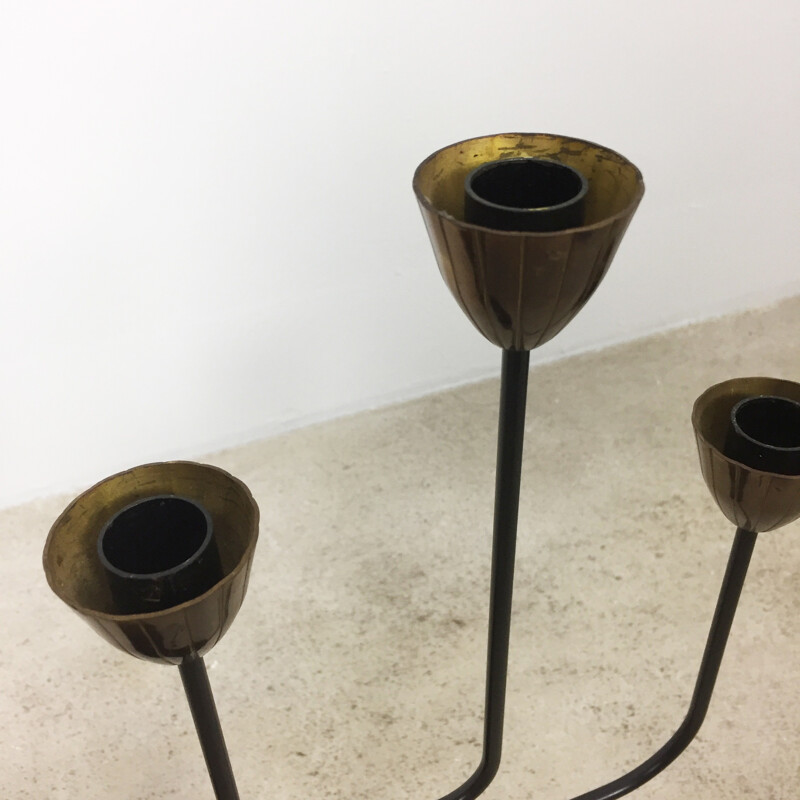 Original Swedish Modernist Metal Candleholder by Ystad Metal - 1960s