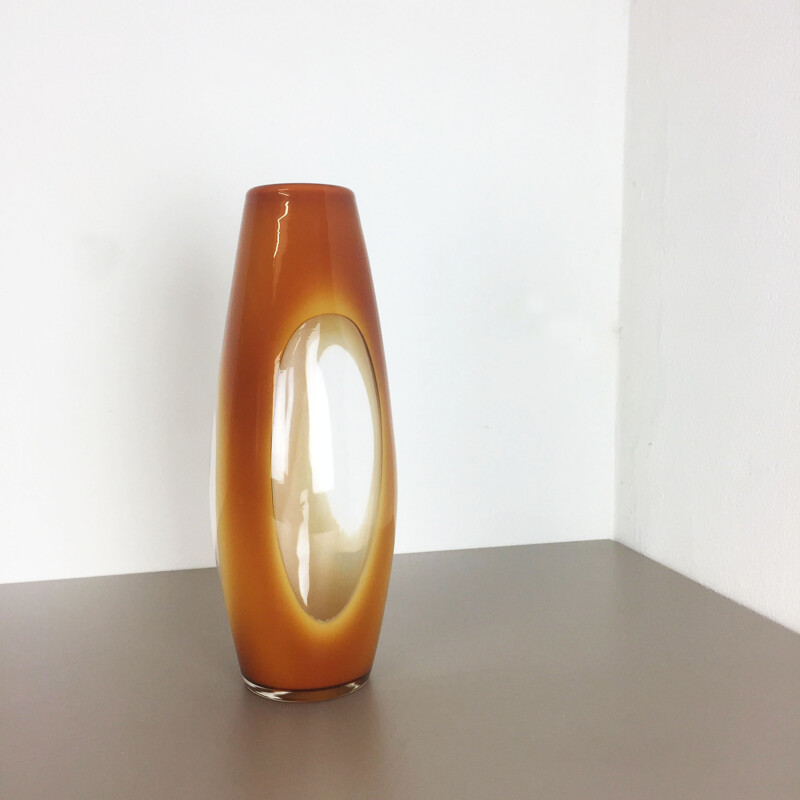 Large Murano Sommerso Handblown Glass Vase - 1970s