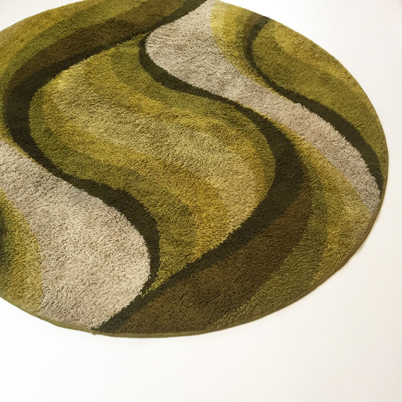 Vintage 1970s Multi-Color "Wave" High Pile Rya Rug by Desso - 1970s