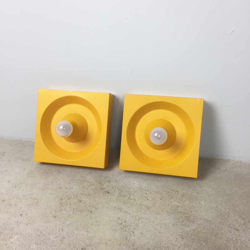 Pair of metal wall light by Klaus Hempel for Kaiser Leuchten - 1970s