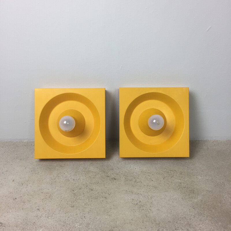 Pair of metal wall light by Klaus Hempel for Kaiser Leuchten - 1970s