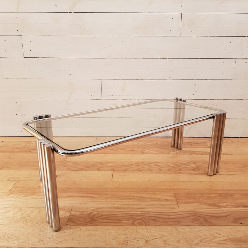 French vintage coffee table with glasstop - 1960s