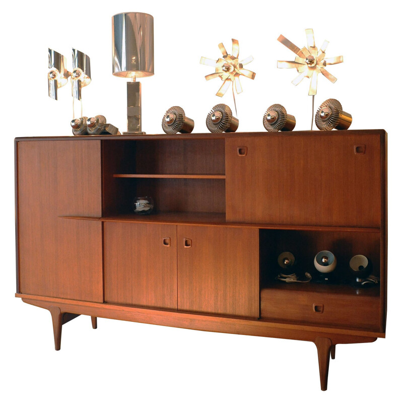 High sideboard in teak - 1960s