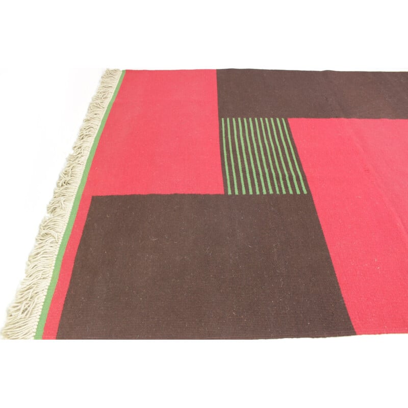 Vintage moderist geometric rug, Czech Republic 1960