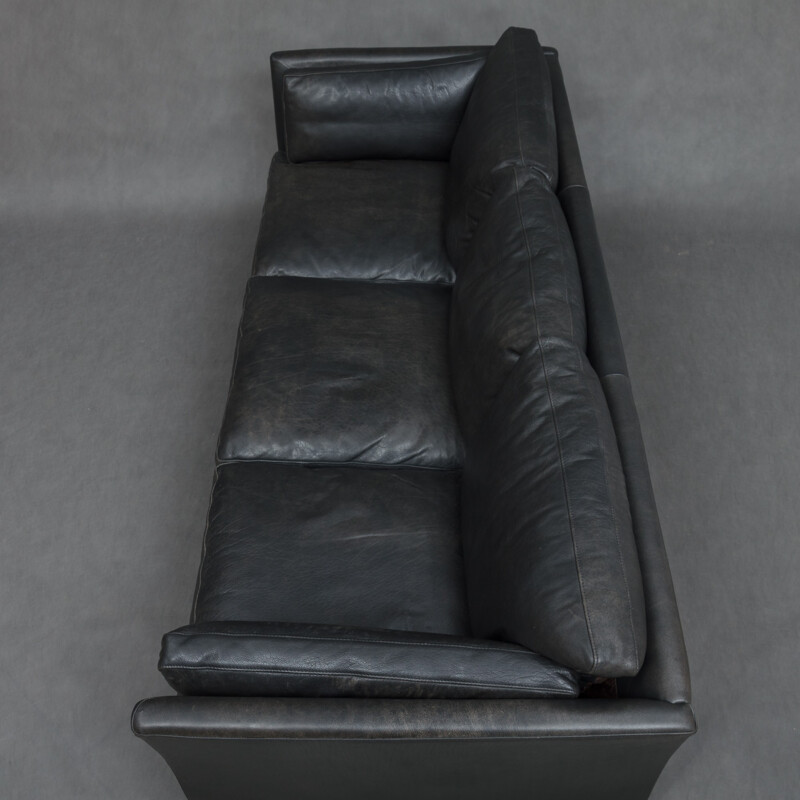 Stouby black leather sofa - 1970s