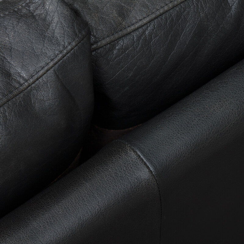 Stouby black leather sofa - 1970s