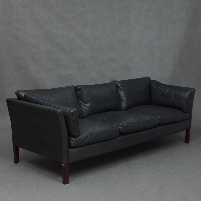 Stouby black leather sofa - 1970s