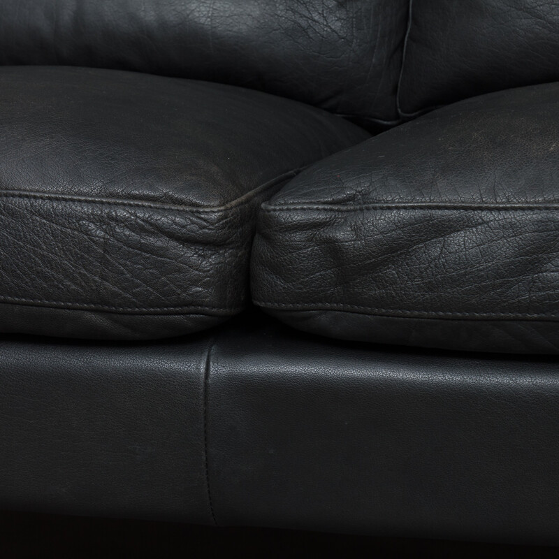 Stouby black leather sofa - 1970s