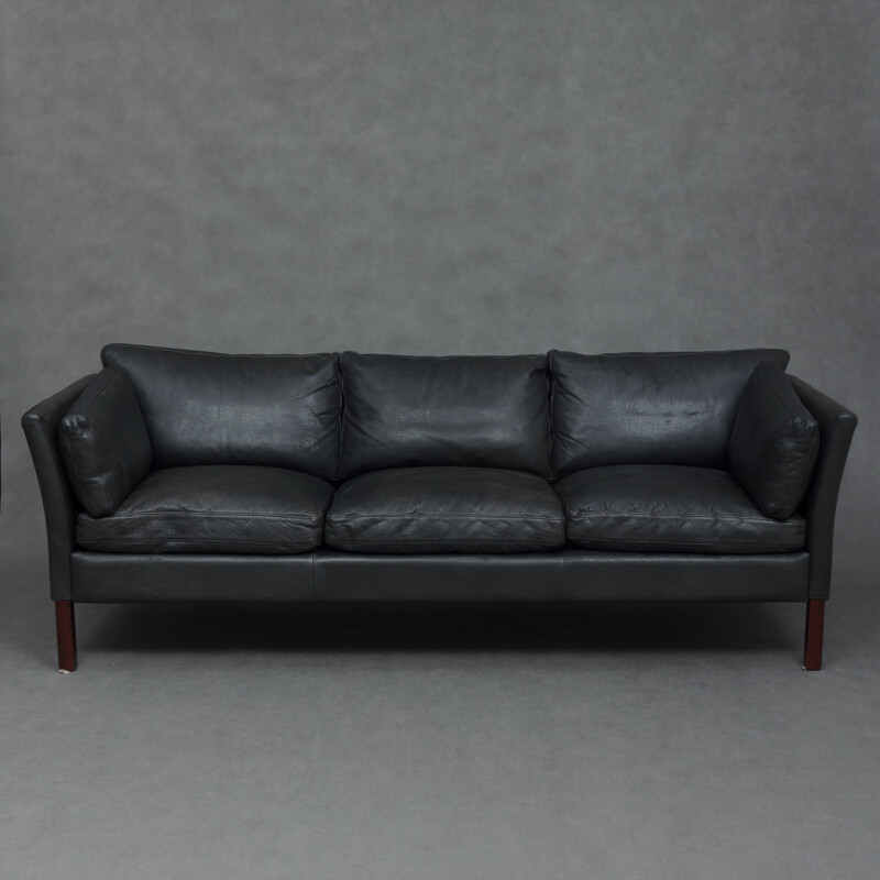 Stouby black leather sofa - 1970s