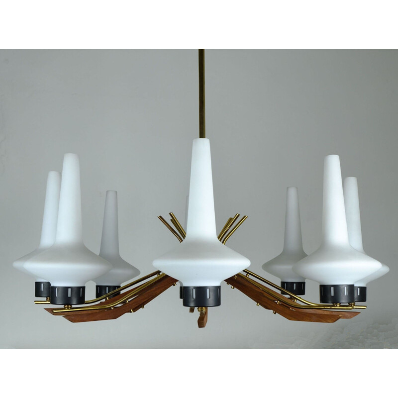 Italian mid century chandelier of teak - 1950s