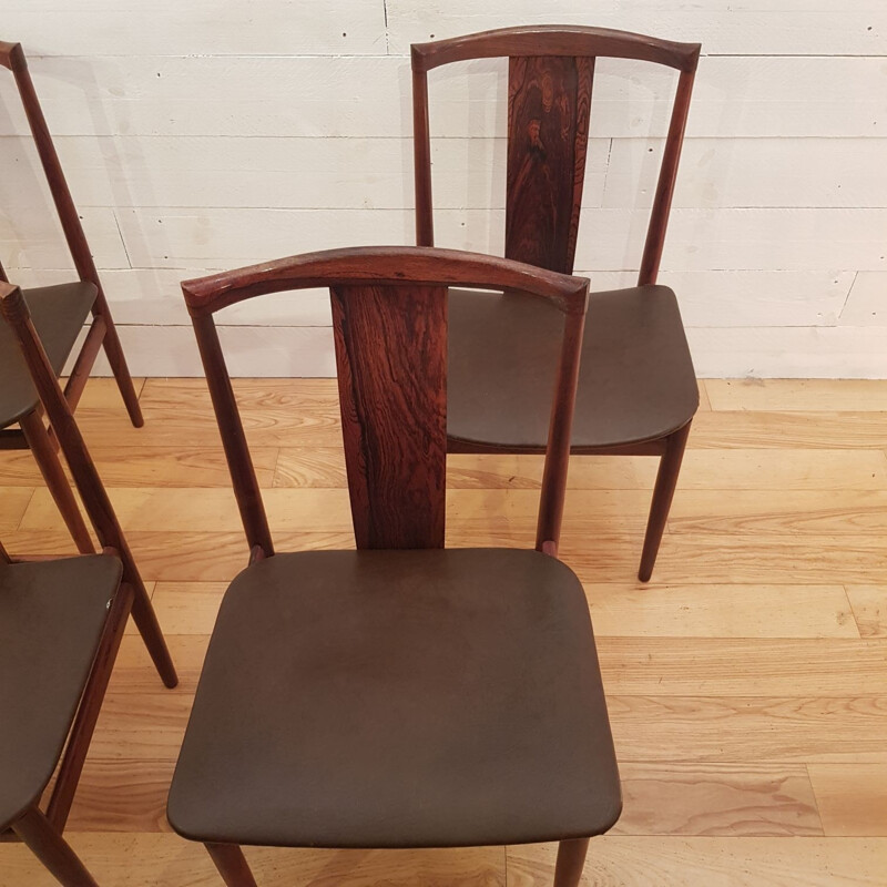 Suite de 4 chaises danoises en palissandre de Rio - 1960