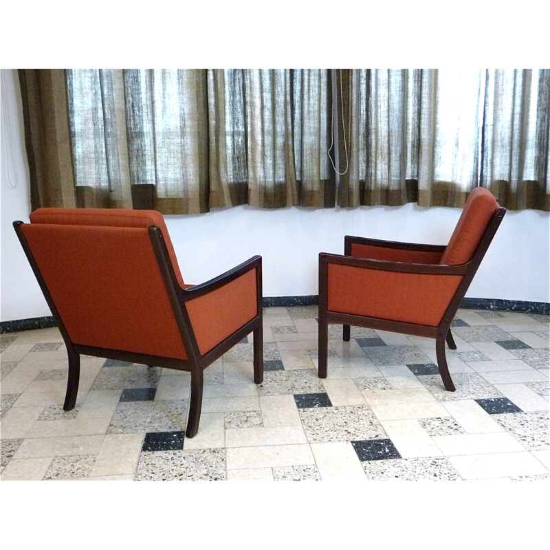 Pares de cadeiras de mogno vintage por Ole Wanscher para Poul Jeppesen, Dinamarca 1960