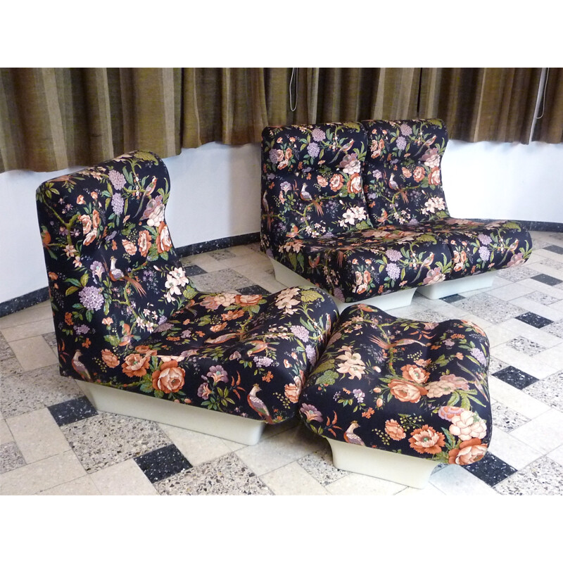 Set of 3 Lounge Chairs and Ottoman by Otto Zapf for Zapf Production - 1960s