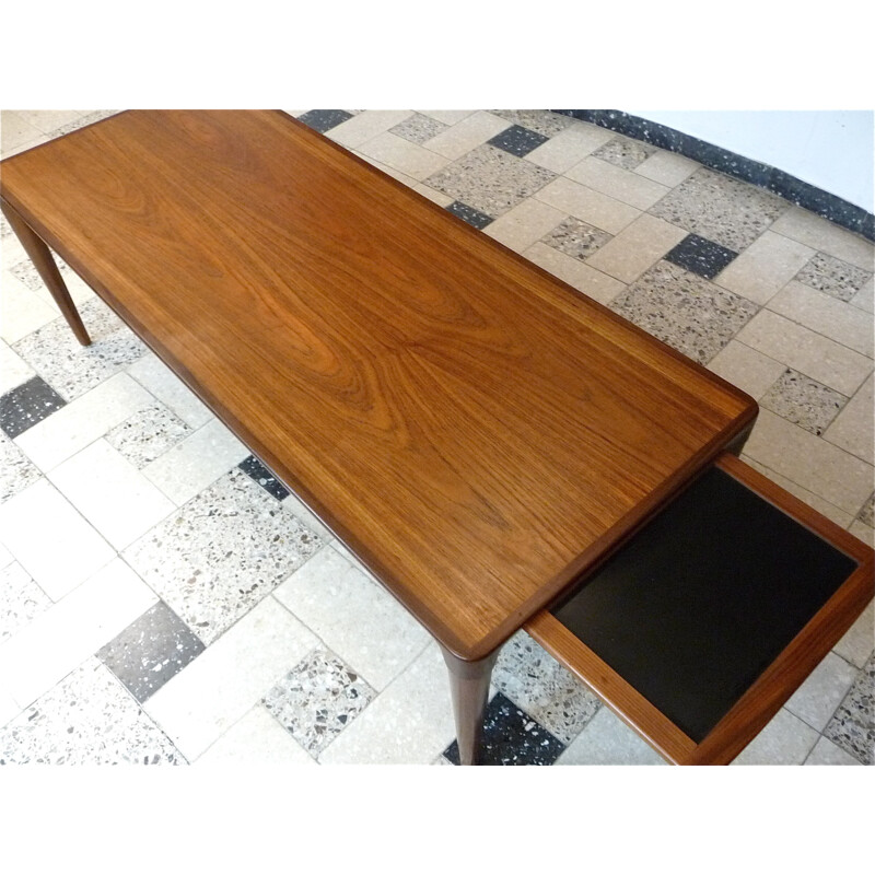 Table Basse en Teck avec Feuille Extensible - 1960