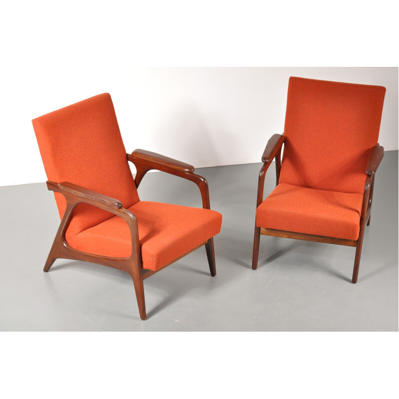 Pair of Dutch design lounge chairs by Louis van TEEFFELEN - 1950s 