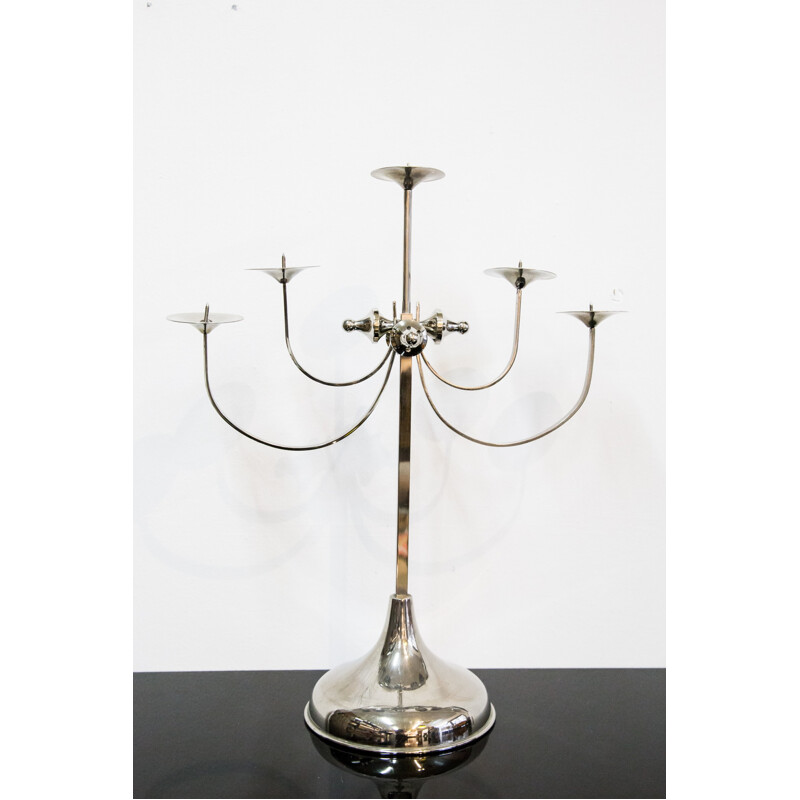 Nickel plated five-arm candelabra - 1960s
