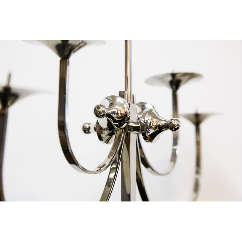 Nickel plated five-arm candelabra - 1960s