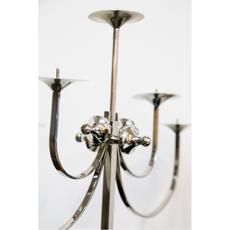 Nickel plated five-arm candelabra - 1960s