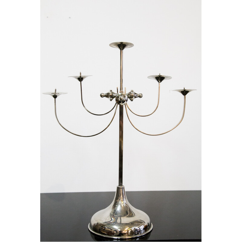 Nickel plated five-arm candelabra - 1960s