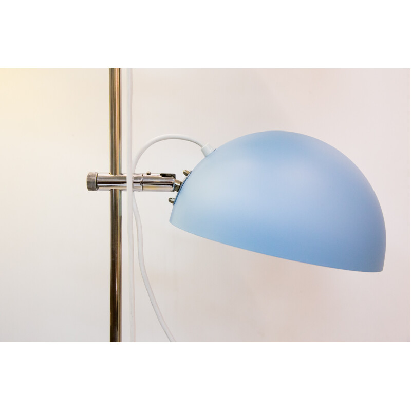Two-headed standing lamp in light blue color with nickel plated details - 1960s