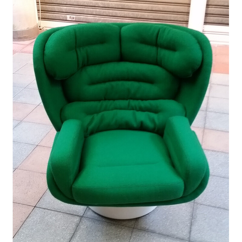 Green fabric armchair "Elda" by Joe Colombo - 1970s