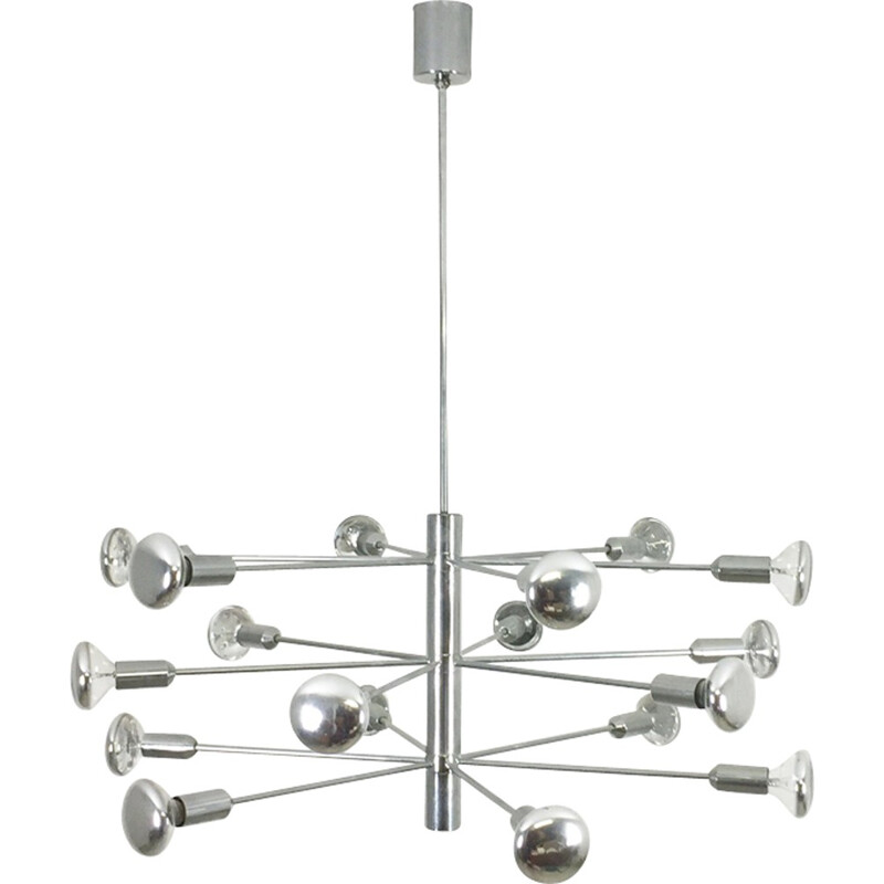 Vintage modernistische chromen sputnik ophanging voor Cosack Lights, Duitsland 1960