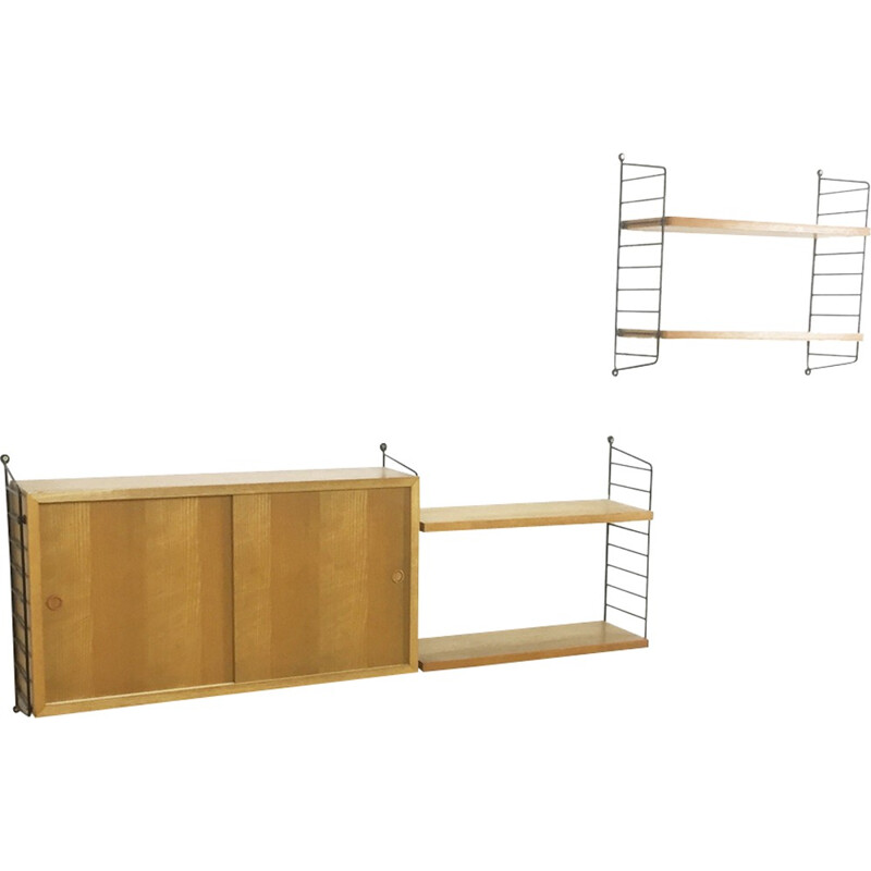 Vintage ash string wall unit Nisse Strinning for STRING DESIGN Ab, Sweden - 1960s