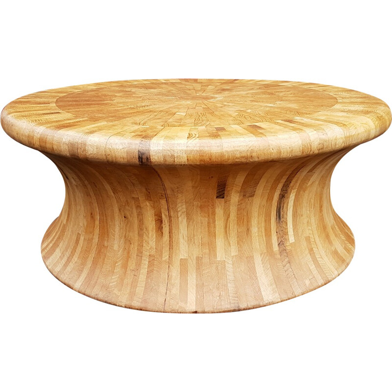 Unique solid wood diabolo shaped coffee table - 1970s