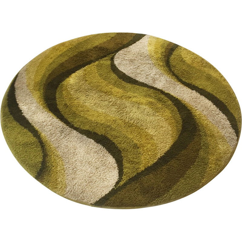 Vintage 1970s Multi-Color "Wave" High Pile Rya Rug by Desso - 1970s