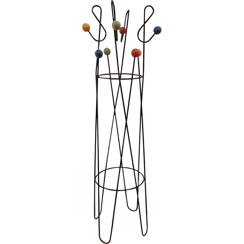 Key coat rack steel floor by Roger Feraud - 1950s