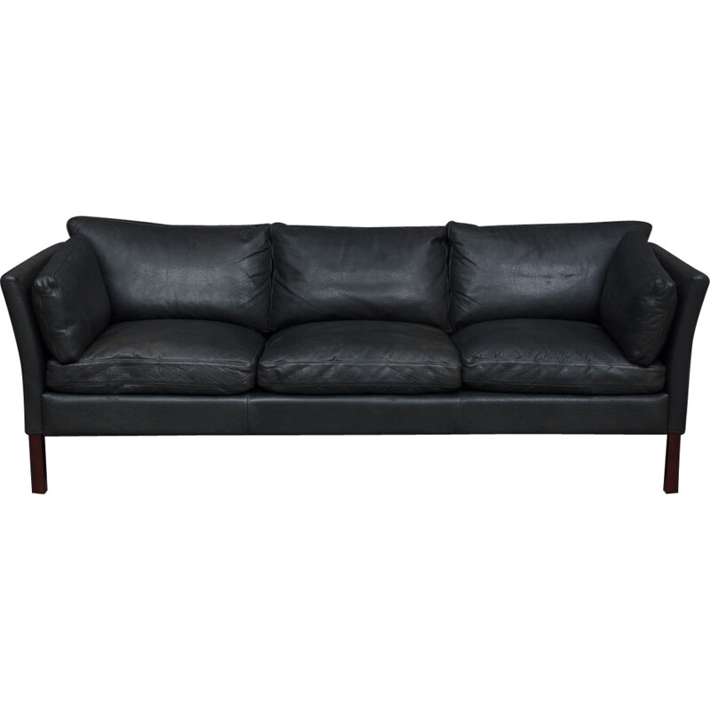 Stouby black leather sofa - 1970s